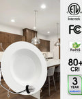 Dope Vibrant LED Recessed Can Lights 6 Inch Retrofit Downlight with Dimmable Trim shown in a modern kitchen setting.