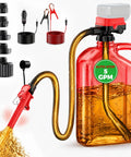 5GPM Cordless Fuel Transfer Pump With Auto Stop Valve 51 Inch Hose And Five Quick Connect Adapters For Gasoline Diesel Oil in use.