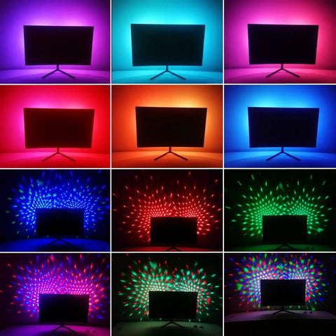 Mini DJ Disco Ball Light 2 In 1 With Sound Activated Multicolor LEDs Portable Rechargeable Night Light displaying colorful patterns