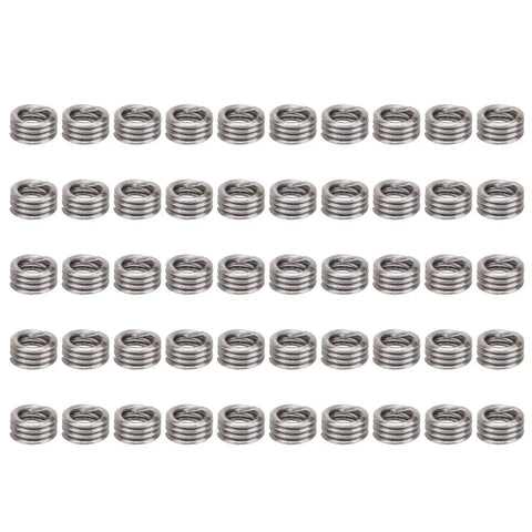 Stainless Steel Wire Thread Insert Kit For Screw Hole Repair, 50 Pcs SUS304 Bushing Inserts, Thread Saver For Auto, Marine, Aviation And Electronics, Quick Fix For Damaged Female Threads, Beefed Up Durable Repair Kit For Loose Holes, 50 stainless inserts
