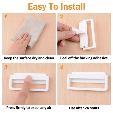 4 Pack Self Stick Cabinet Drawer Ring Pull Handles Plastic Quick Install No Drill Self Adhesive Pull Handles With Plate For Dresser Closet Cabinets And Glass Doors Smooth Low Profile Operation, white plastic install steps