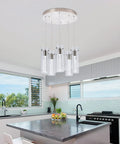 Champagne Bubble Pendant Lights 5 Light Kitchen Island Fixture with Dimmable 40W Integrated LED in modern kitchen