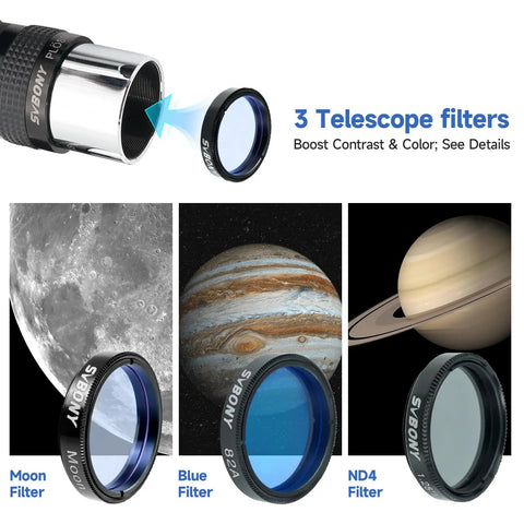 3 telescope filters from 7 Piece Telescope Eyepiece And Filter Accessory Kit With 1.25 Inch Eyepieces, planet images for contrast