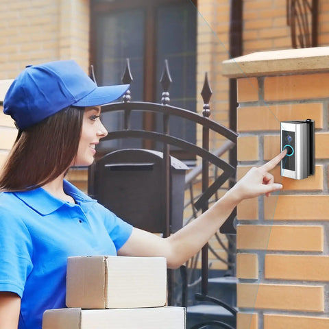 Person using Adjustable 30 To 55 Degree Doorbell Angle Mount For Video Doorbell Wired And Pro Blink And Nest Universal on brick wall