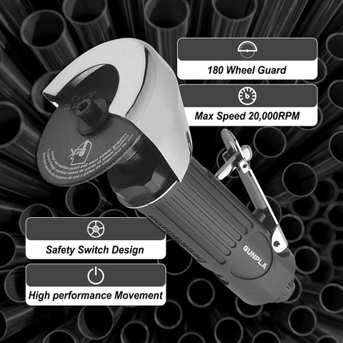 Pneumatic Cut Off Tool With 6 Pcs 3 Inch Die Grinder Cut Off Wheels Metal Sheet Cutter Durable Aluminum Body Anti Oxidation Build Safety Switch Fast Clean Cuts For Auto Shop And DIY Projects