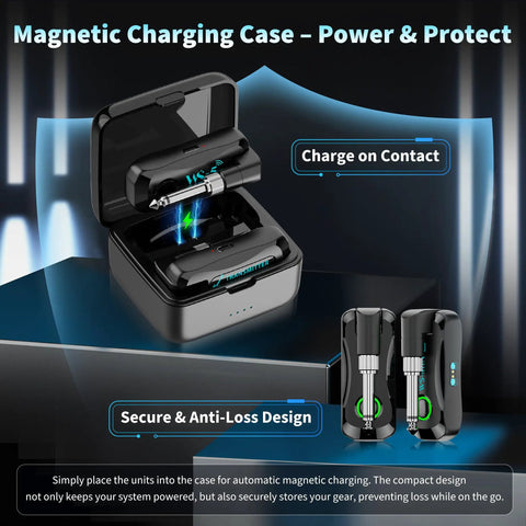 Wireless Guitar System With Charging Case For Electric Guitar And Bass Two Point Four GHz Transmitter And Receiver
