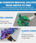Dual Tool 3D Printer Scraper Set With Angled Metal Spatula For Getting Tough Prints Off And Flexible Plastic Scraper For Scratch Free Removal