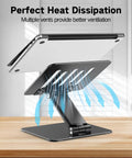 Adjustable Laptop Stand For Desk With Foldable Metal Riser And Portable Ventilated Cooling Holder showing airflow feature