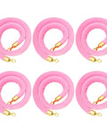 Six Pieces Velvet Stanchion Rope Set With Gold Hooks 4 Feet Each Pink Carpet Ropes for elegant crowd control