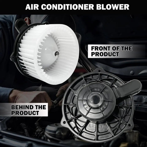 Oem Replacement AC Heater Blower Motor Fan Built Like A Tank For Hyundai Santa Fe Santa Fe Sport 2010 To 2017 And Kia Sorento 2011 To 2015, showing front and back views.