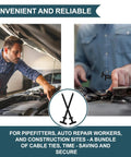 Mechanic using Heavy Duty Self-Locking Nylon Cable Tie Buckle Kit with PP Box on car engine, UV resistant, EZ Clip
