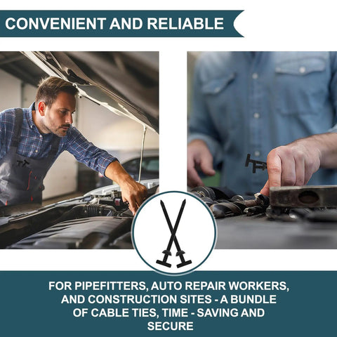 Mechanic using Heavy Duty Self-Locking Nylon Cable Tie Buckle Kit with PP Box on car engine, UV resistant, EZ Clip