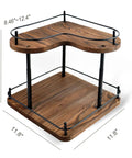 Two Tier Wooden Spice Rack Organizer With 360 Degree Rotating Lazy Susan, 11.8 Inch Large Capacity Countertop Shelf, pine wood