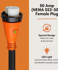 Heavy Duty 50 Amp Locking Extension Cord 25 Foot Black Beefed Up Industrial Grade Power Cable Female Plug with LED Light