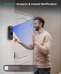 Man interacting with Wireless Battery Powered 2K Video Doorbell With Chime And No Subscriptions, mounted beside a door.