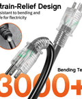 Beefy Workhorse 50 Foot Heavy Duty Outdoor Extension Cord Waterproof With Lighted End Black 12 Gauge Extension Cord strain-relief design