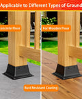 Heavy Duty 4x4 Post Base Set 10 Pack Internal 3.58x3.58 Inch Steel Brackets on concrete and wooden floors