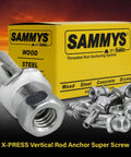 Sammys 8153922 XP Three Eighths Inch Screw Vertical Expandable Threaded Rod Anchor box and screws display