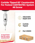 Top Shelf Carbide Tipped Eighty Two Degree Countersink Drill Bit Gives Dead On Alignment For Wood Screw Size Six Snugs Perfectly Into Festool Centrotec Quick Change Systems in adjustable depth drill