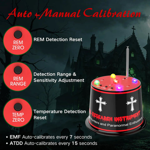 Next Gen Ghost Hunting Equipment With Auto Calibration EMF Detector And Temp Deviation Alerts Pro Grade Adjustable Five Sensitivity Levels Real Time Audible And Visual Alarms Field Fringe Detection Battery Powered 40 To 60 Hours, red unit