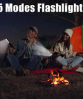 Two people camping at night using Go To LED Rechargeable Work Light Kit With Magnetic Base And 360 Degree Rotation Dope 6 Pack COB Flashlights.