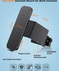 Diagram showing anti-theft doorbell mount for Blink 1st Gen with adjustable stainless steel components and measurements.