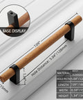 Black Wooden Drawer Pulls With Aluminum Base 7.09 Inch Length 5.04 Inch Hole Distance Two Pack Two Hole Cabinet Handles