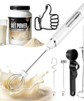 4 In 1 Protein Powder Mixer Wand With Scoop Funnel Set Waterproof Detachable Rechargeable For Coffee Matcha Milk And Other Drinks with accessories