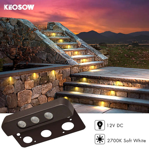 8 Pack 4 Inch LED Retaining Wall Lights Outdoor Hardscape Step Lights Low Voltage 12V Landscape Lighting illuminating steps