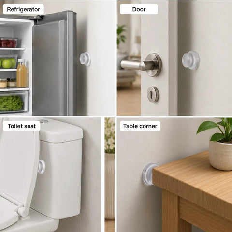 2 Pack Clear Silicone Door Stop Bumpers Self Adhesive Wall Protectors No Drill Easy Peel And Stick Installation indoors use