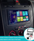 Double DIN VW Dash Kit With Wiring Harness For 2005 To 2015 Jetta Beetle CC Golf Passat Tiguan installed in dashboard