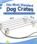 Heavy Duty Dog Crate Dolly With Rollin Wheels And Polished Chrome Casters 42 By 24 Inch Mobile Pet Transport Cart For K9 Kennels, engineered for standard dog crates.