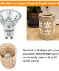 GU10 50W Halogen Replacement Bulbs For Candle Warmer Lamps, 120V Dimmable, shown with cream candle warmer and bulbs detail