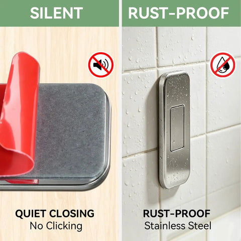 Heavy Duty Magnetic Cabinet Door Catch For Cabinets And Drawers, Beefy Hold With Powerful Magnet, Durable Stainless Steel Construction
