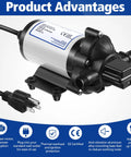 Self Priming 115V Water Pump 4 GPM 45 PSI Diaphragm Booster with fittings and power plug, CE certified