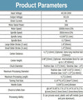 Image of product parameters for IntXanth All-Metal Mini Wood Lathe Machine Spinning At 20000Rpm detailing specifications and capabilities.
