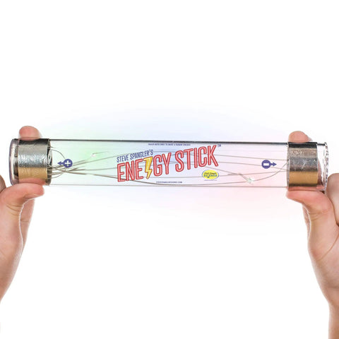 Hands holding 7.5-inch Energy Stick Science Kit For Kids Hands On Electricity Learning Turn Your Body Into A Conductive Demonstration.