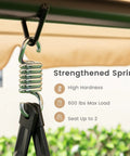 Strengthened spring and canopy detail of 2 In 1 Convertible Porch Swing Bed With Adjustable Canopy And Removable Cushions Solid Metal Frame