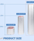 Heavy Duty Butyl Waterproof Tape 20 Inch By 32.8 Feet Aluminum Foil Backed Seal Strip size chart showing three options
