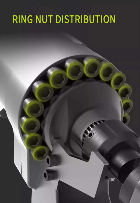 Heavy Duty 2000W Electric Hole Puncher with 20 Ton Capacity and 5 Dies showcasing the detailed ring nut distribution system.