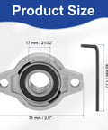 Heavy Duty Pillow Block Bearing Industrial Grade 21/32 Inch Bore 17mm Zinc Alloy Steel Flange Mount Self Aligning Insert Bearing Housing Pack Of 2 KFL003 For Conveyors Machinery And Power Transmission front view with dimensions and hex key.