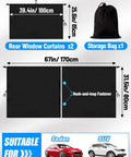 Set Of 3 Car Window Shades With Privacy Divider And Side Window Covers For Kids And Babies Travel In SUVs And Sedans, storage bag