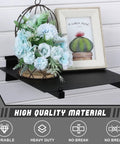 Decorative slat wall shelf with floral arrangement and framed print, showcasing high quality material and durable design