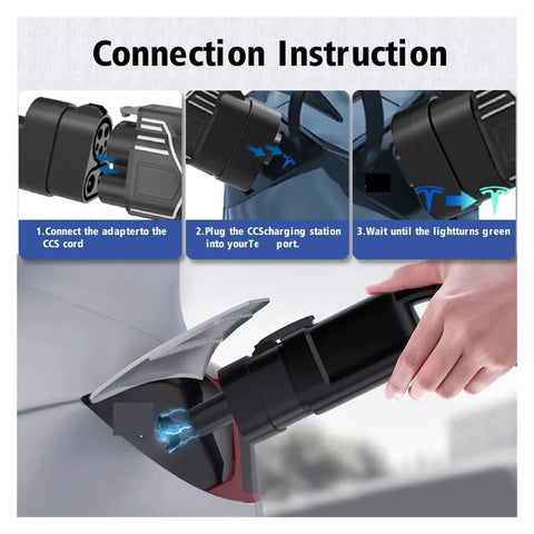 Connection instructions for Ccs1 To Ccs2 Ev Charger Adapter 250Kw DC fast charging converter for Tesla S X Y 3.