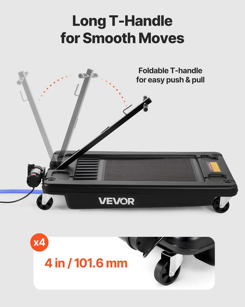 Long T-handle on a Low Profile Oil Drain Pan 17 Gallon Tank With Electric Pump And Flex Hose For Trucks ATVs.