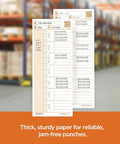 Built Like A Tank Heavy Duty 100 Pack Time Cards For CR1000 Digital Time Clock double sided, thick, precise slots for time tracking.