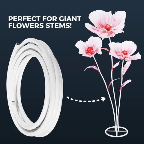 32ft 16mm Flexible Dope Craft Pipe Tubing Durable SemiRigid For Fake Flowers And Floral Wedding Decor shown with flowers