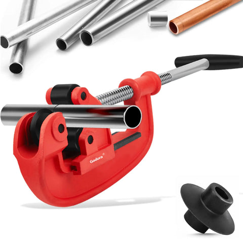 Heavy Duty 1 To 3 Inch Pipe Cutter Tool With Extra Blade for fast clean cuts on galvanized steel and iron pipes, shown with pipes