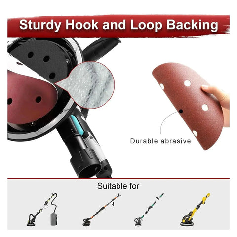 Sturdy hook and loop backing of Ultimate 9 Inch 40 Pcs Hook Loop Sandpaper Discs with six dust venting holes for efficient sanding.