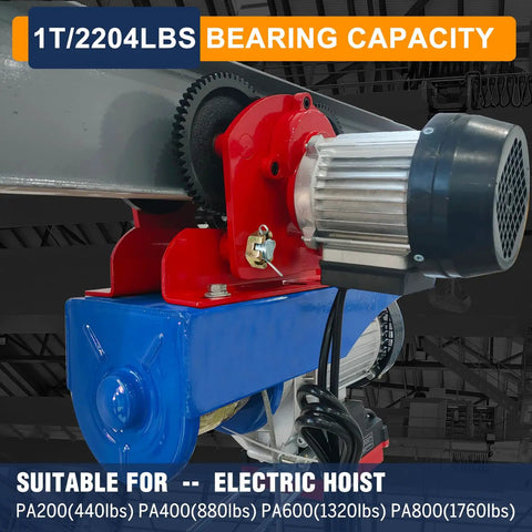 Beefy Electric Trolley For Power Hoist 1 Ton Capacity 2204 Lbs Compatible With PA200 Through PA1000 Hoists on I-Beam